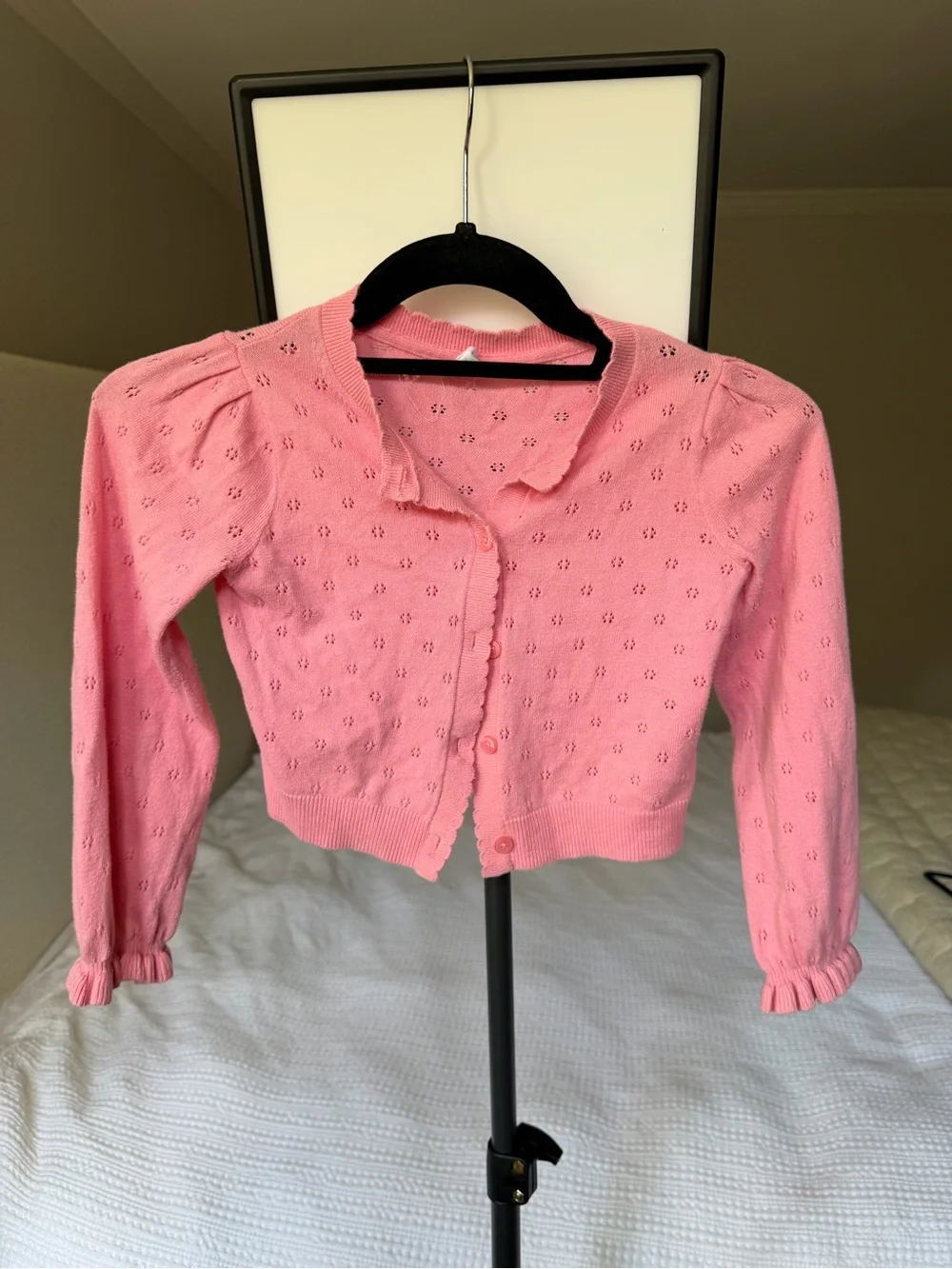 Kids Pink Knit Cardigan - Classic Button Front